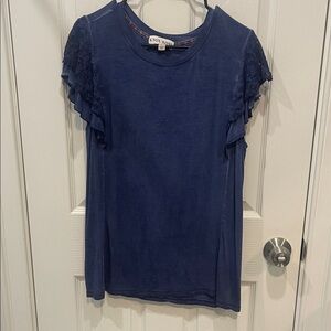 Knox Rose Dark Blue Ruffle Sleeve Top size L